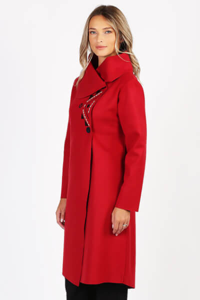 Palton din lana cu model rosu