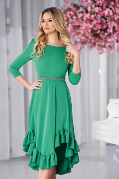 rochie verde de ocazie asimetrica