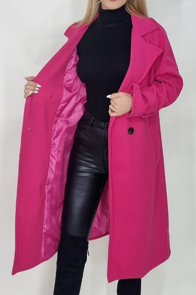 Palton dama din stofa fucsia roz