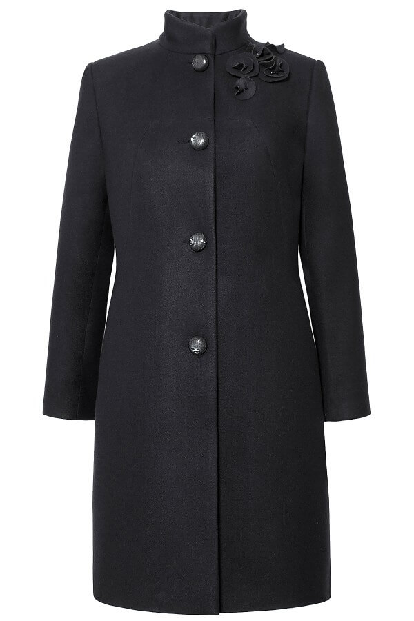 Palton dama din stofa cu lana negru