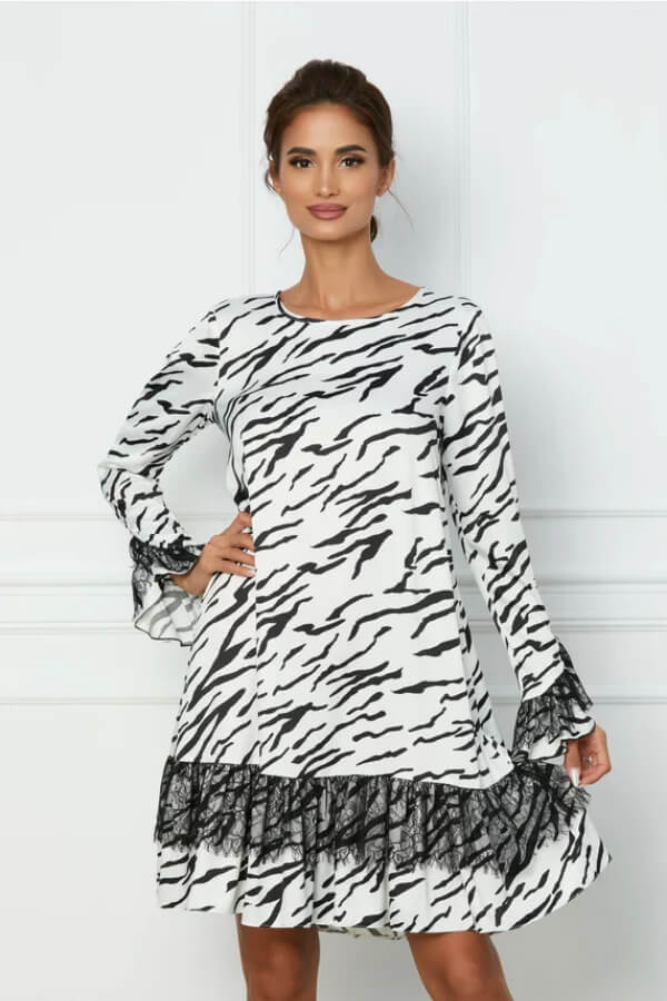 rochie alba cu zebra print eleganta rochie alba cu zebra print eleganta