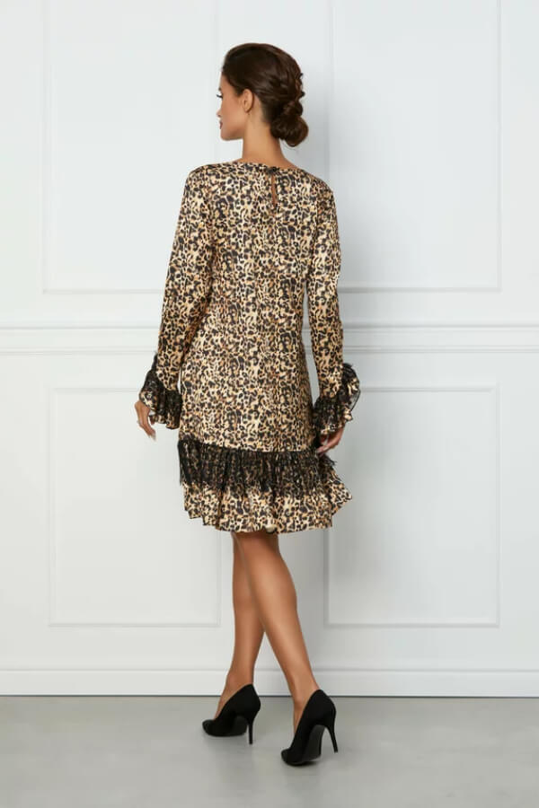 rochie cu animal print bej eleganta satin rochie cu animal print bej eleganta satin