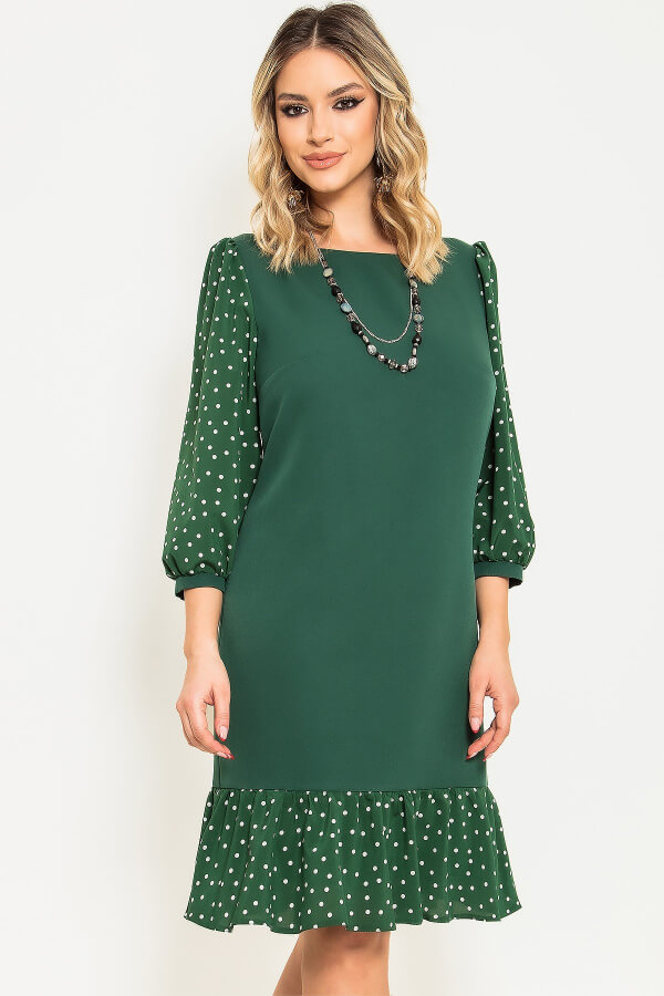 rochie casual-office verde eleganta