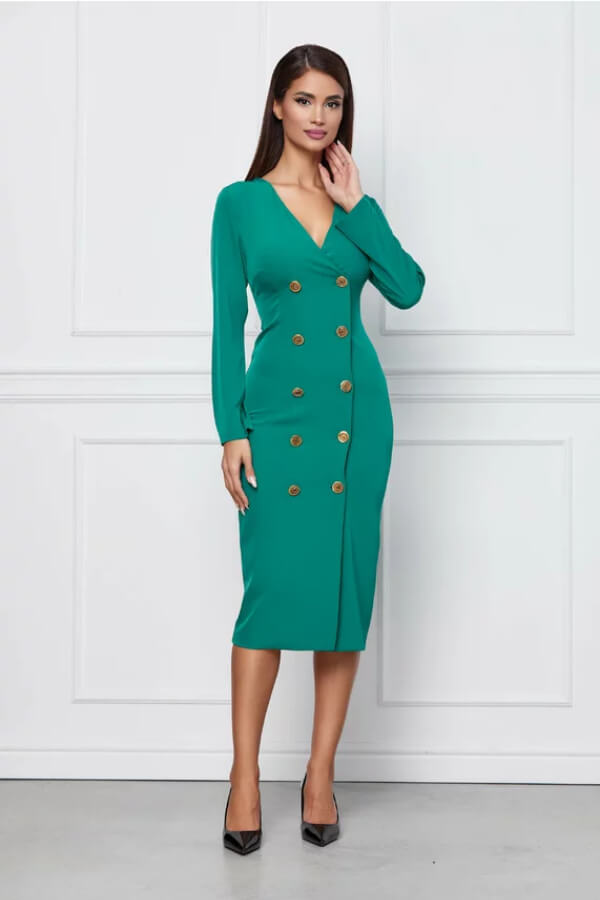 rochie midi eleganta tip sacou verde