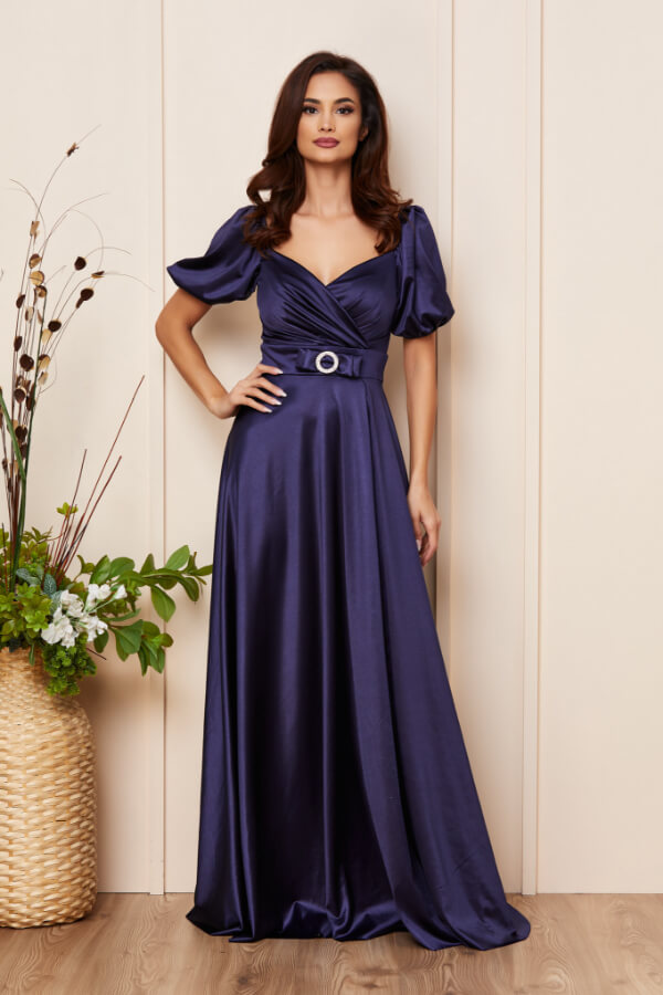 rochie eleganta lunga bleumarin din satin rochie eleganta lunga bleumarin din satin