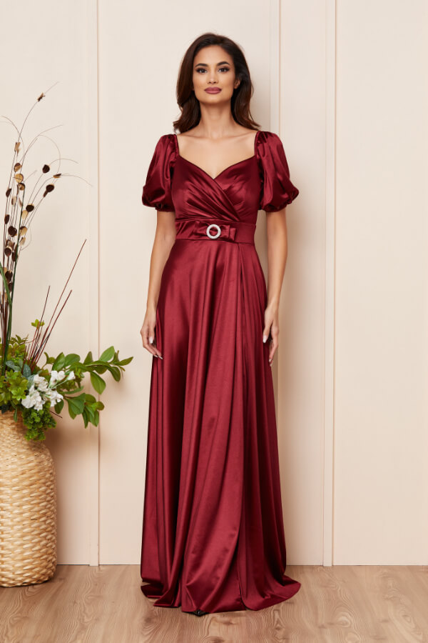 rochie lunga de nunta visinie din satin rochie lunga de nunta visinie din satin