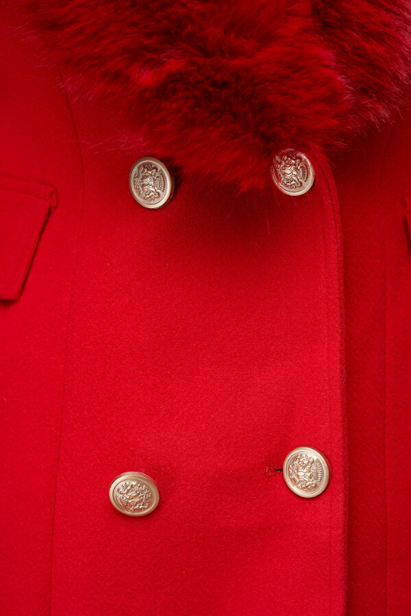 palton din lana dama rosu de iarna