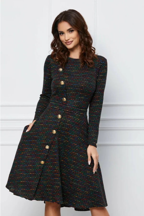 rochie office Dy Fashion marime mare in clos cu imprimeu rochie office Dy Fashion marime mare in clos cu imprimeu