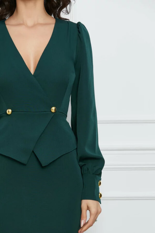 rochie verde tip sacou eleganta