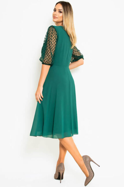 rochie eleganta din voal verde midi