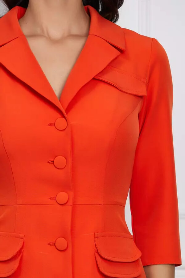 rochie tip sacou cu clapete decorative orange