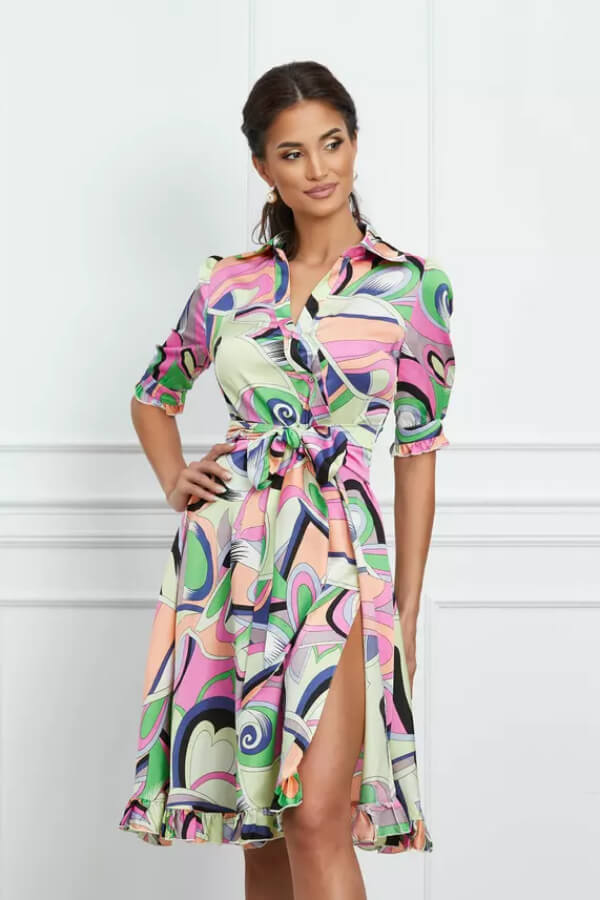 rochie vaporoasa de zi din satin rochie vaporoasa de zi din satin