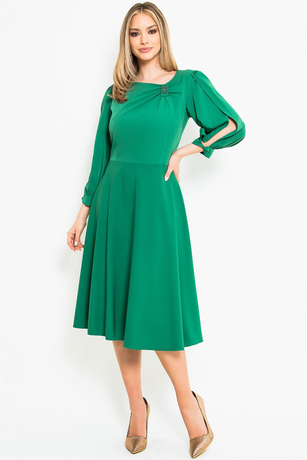 rochie casual verde in clos eleganta
