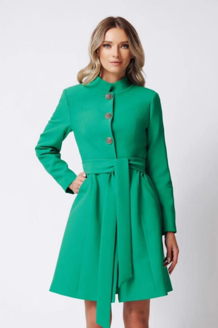 palton din stofa tip casmir verde elegant de dama