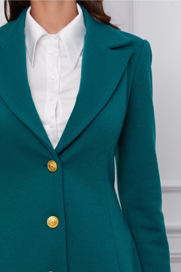 palton dy fashion verde elegant captusit in clos cu buzunare