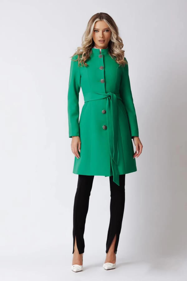 palton femei din stofa tip casmir verde elegant