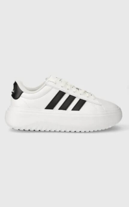 sneakers din piele Adidas GRAND COURT alb cu platforma si talpa din spumă