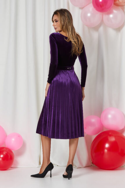 rochie din catifea violet midi