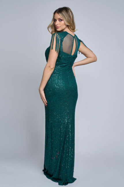 rochie tip sirena de seara lunga verde smarald