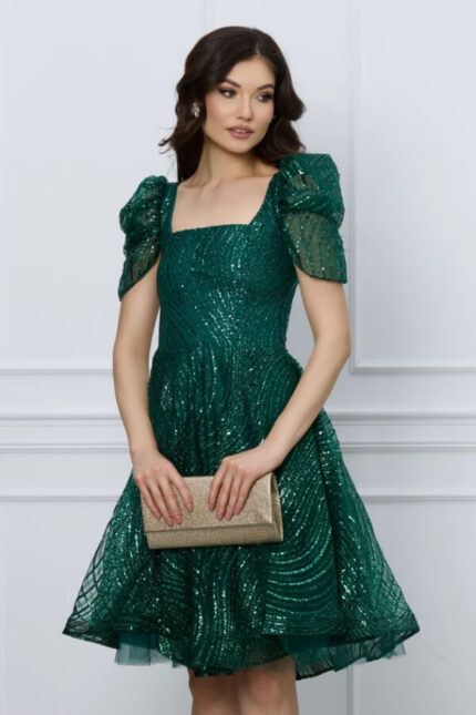 rochie verde scurta cu paiete