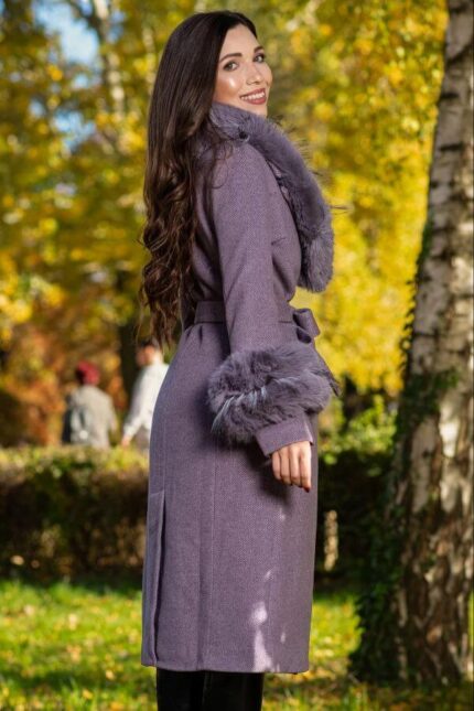 palton gros elegant blana
