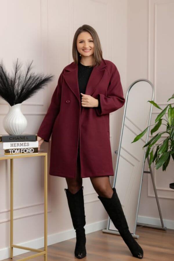 palton elegant cu rever larg