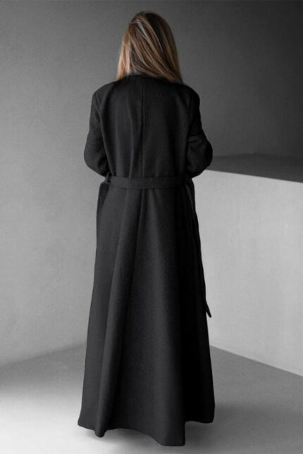 palton oversize negru nasturi elegant