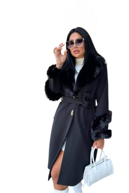 palton cu blană elegant-modern