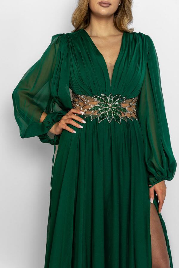 rochie romantica verde lungă voal rochie romantica verde lungă voal