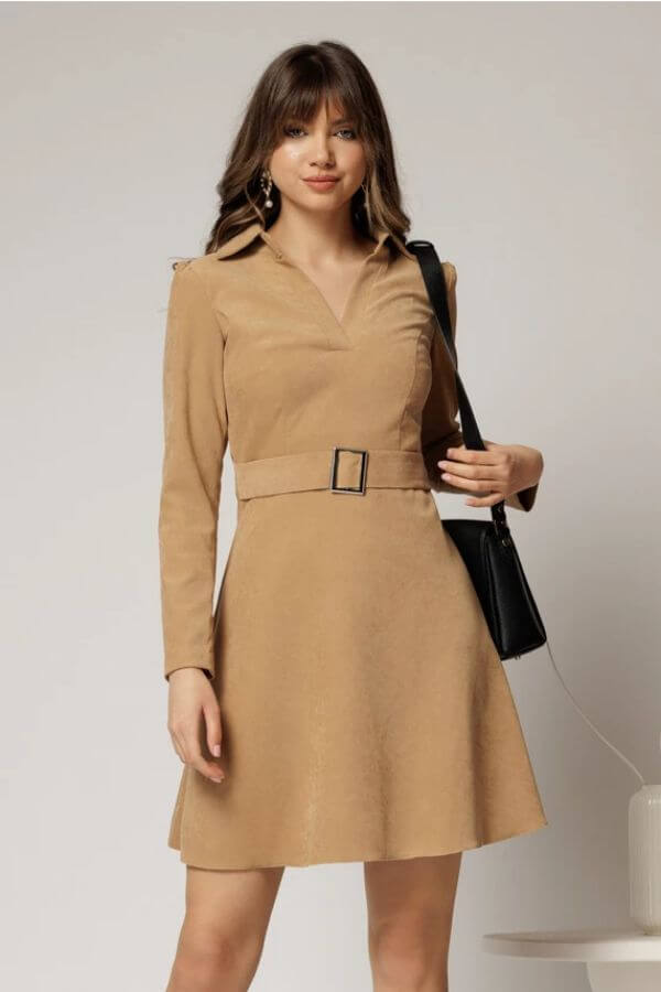 rochie femei bej catifea reiata eleganta rochie femei bej catifea reiata eleganta