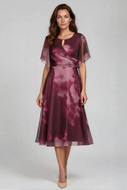 rochie din voal usoara si feminina midi