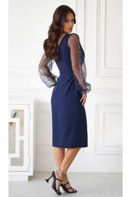 rochie de gala bleumarin cu paiete