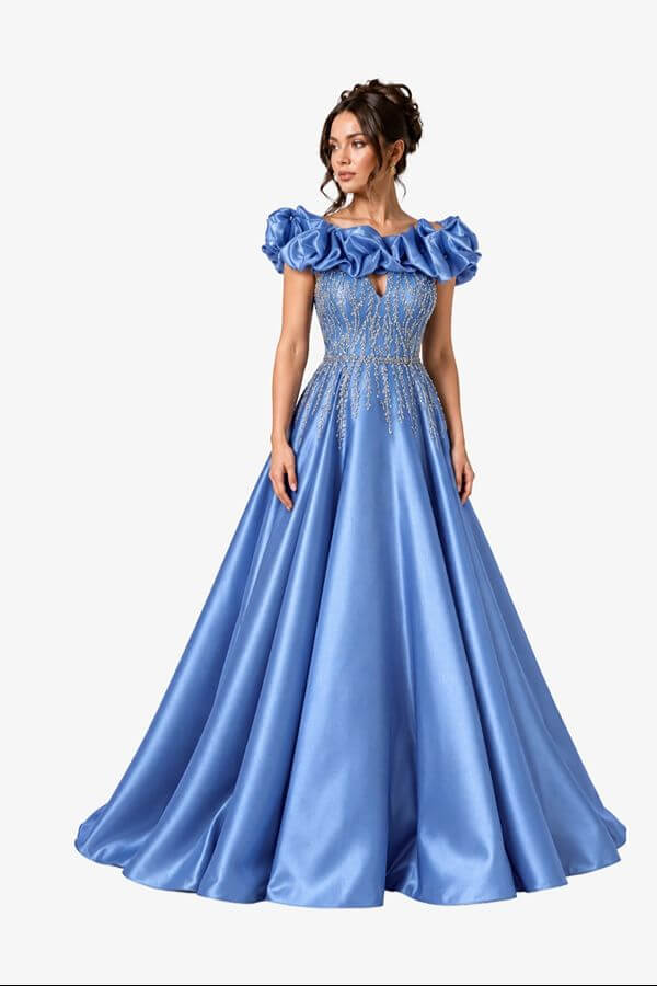 rochie bleu maxi stil printesa rochie bleu maxi stil printesa